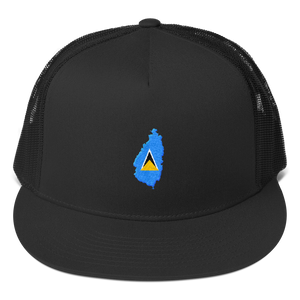St. Lucia Embroidered Trucker Cap
